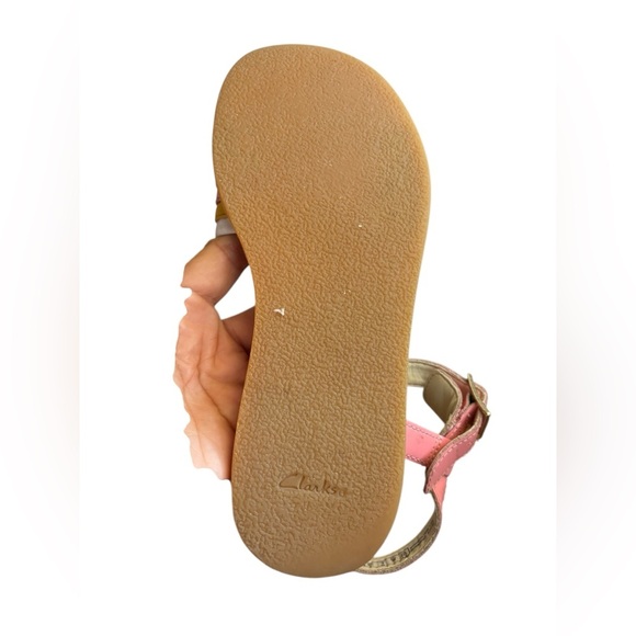 CLARKS girl FINCH STRIDE K - MULTICOLOR sandals size 3 M leather preloved - Picture 6 of 7